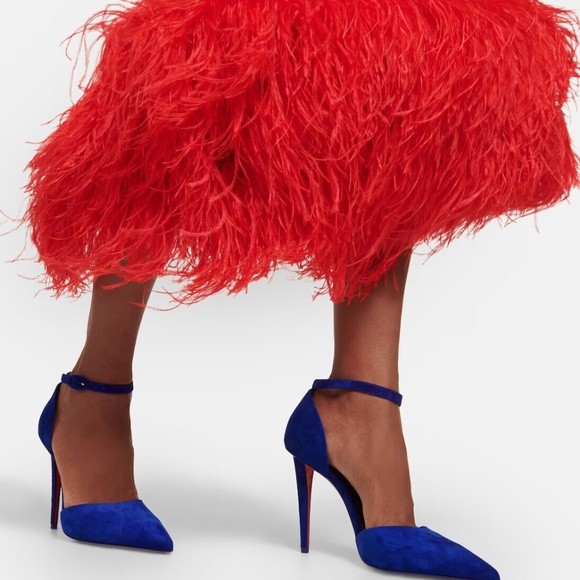 Christian Louboutin Astrida Bride 100 Blue Suede Pumps Heels Shoes - Picture 7 of 7